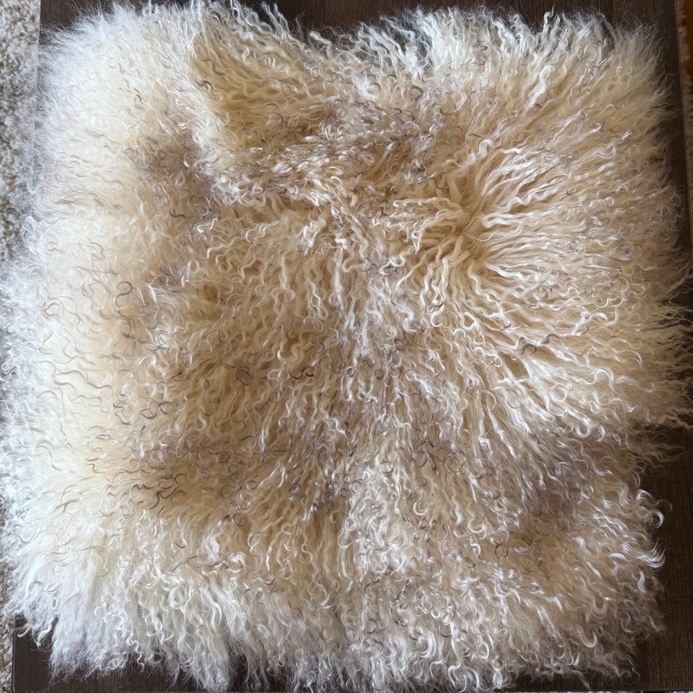 Mongolian lamb Fluffy Cream set of 2 Pillow Cover